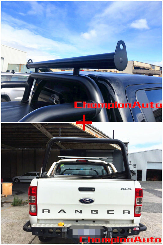 Black Steel Ladder Rack + Extension Bar for Ford Ranger 2012-2021