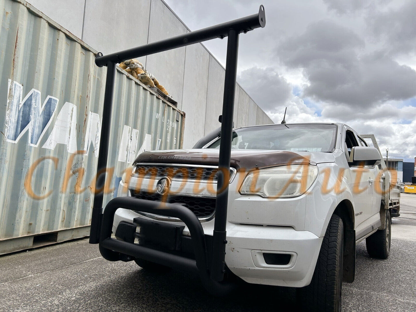 BLACK Nudge Bar for Holden Colorado RG 2012-2020 WITH Front Ladder Rack H Rack