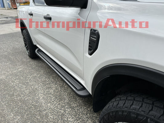 A PAIR Black Side Steps For NEXT GEN Ford Ranger Dual Cab 2022-2024 (CBB)