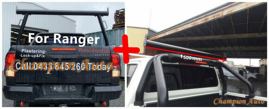 BLACK Alloy Ladder Rack WITH Extension Bar for Ford Ranger 2012-2021