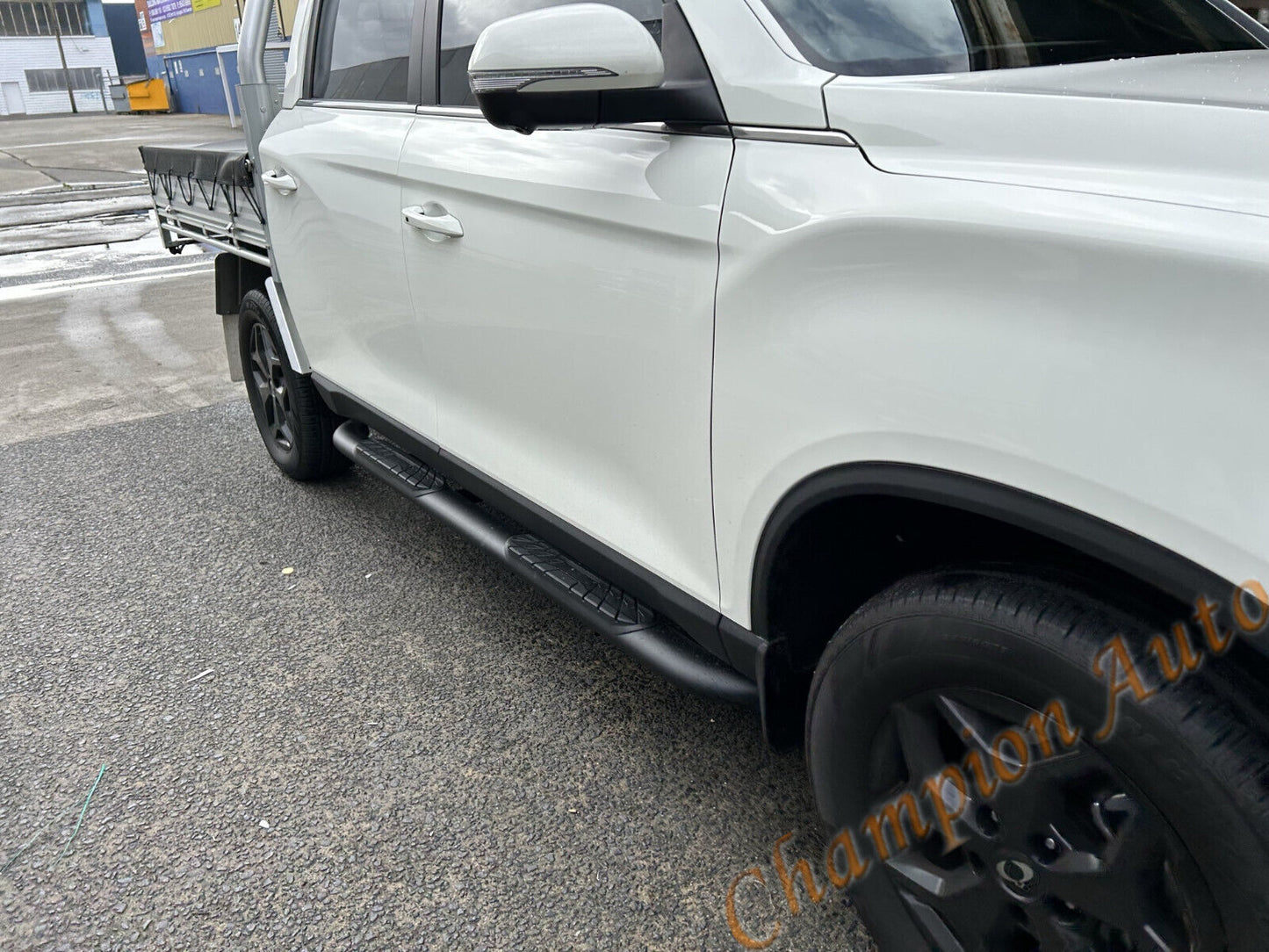 Black Steel Nudge Bar and  Side Steps for SsangYong Musso Dual Cab 2018 - 2024