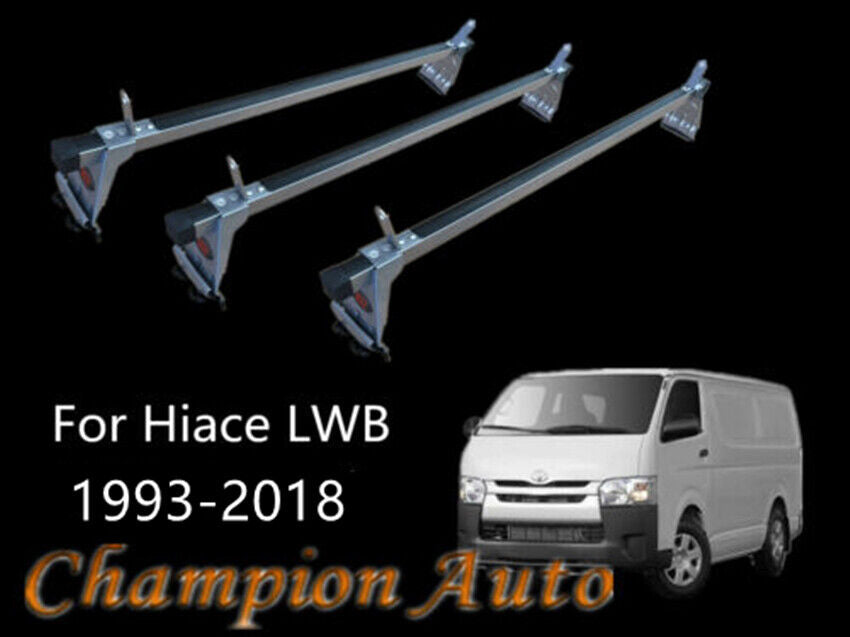 Set of 3 Roof Racks Silver (metal bracket) for Toyota Hiace LWB 1993-2018