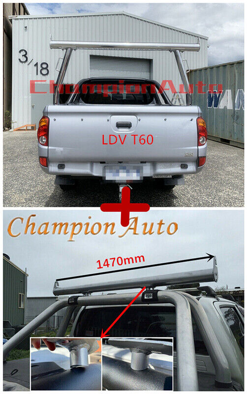 Polished Alloy Ladder Rack with extension bar for LDV T60 2017-2021 Tub Ute