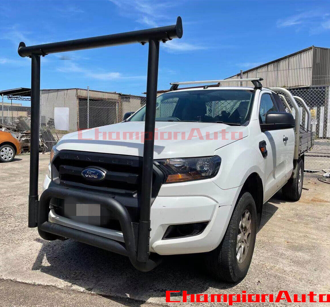 BLACK Nudge Bar with Front H Rack For Ford Ranger  2012-2022