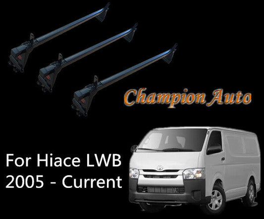 3x Roof Racks Silver&Black (metal bracket) for Toyota Hiace LWB 2005-2019