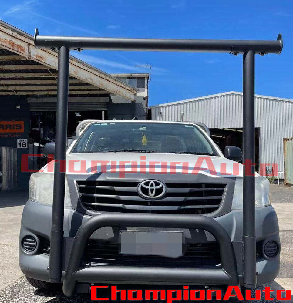 BLACK Nudge Bar + Front Ladder Rack H Rack H-Frame for Toyota Hilux 2004-2015