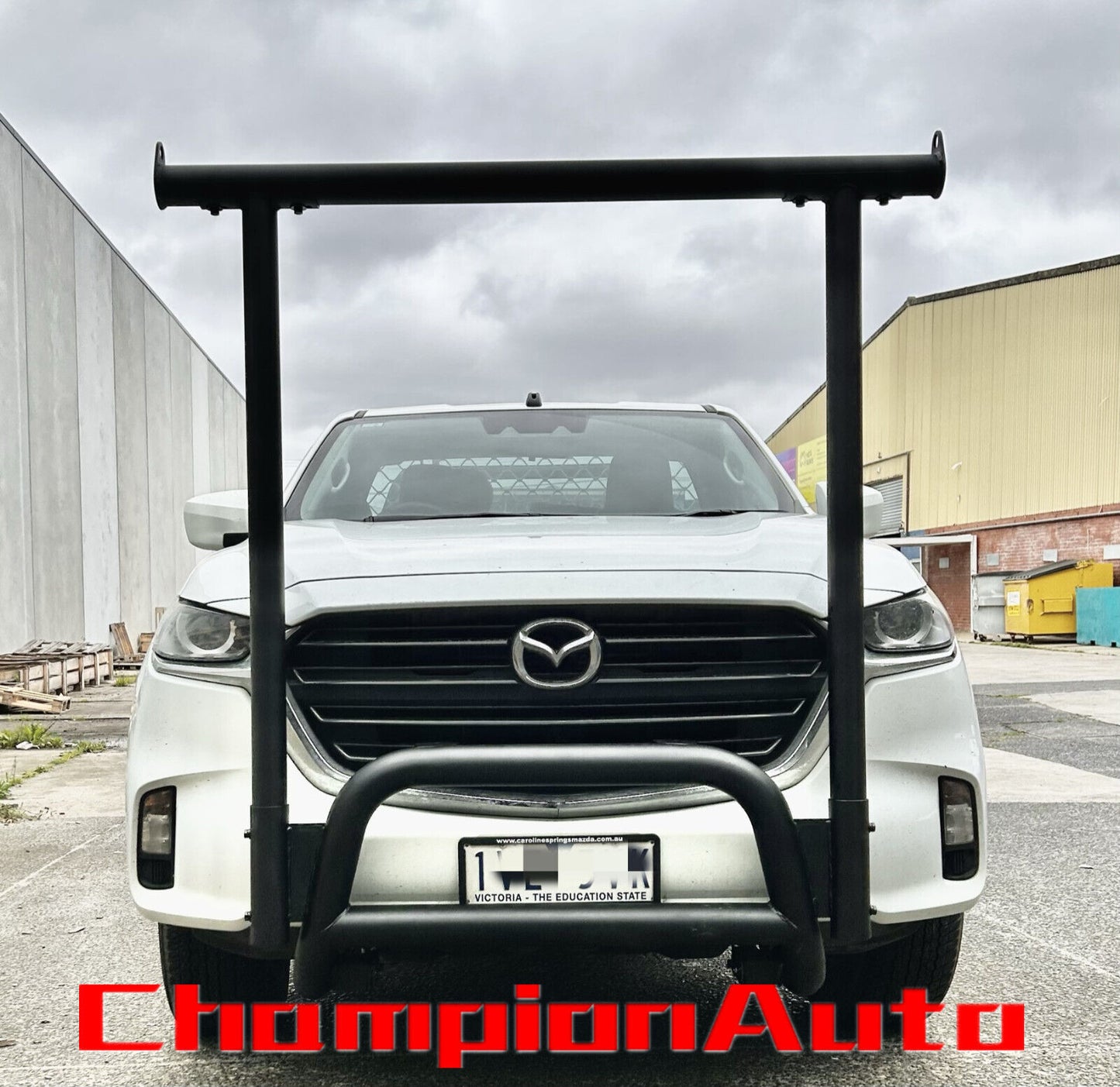 BLACK Nudge Bar + Front Ladder Rack H Rack H-Frame for Mazda BT50 09/2020-2024