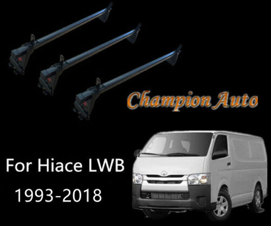 BLACK 3 X Heavy Duty Aluminium Roof Racks for Toyota Hiace LWB 1993-2018