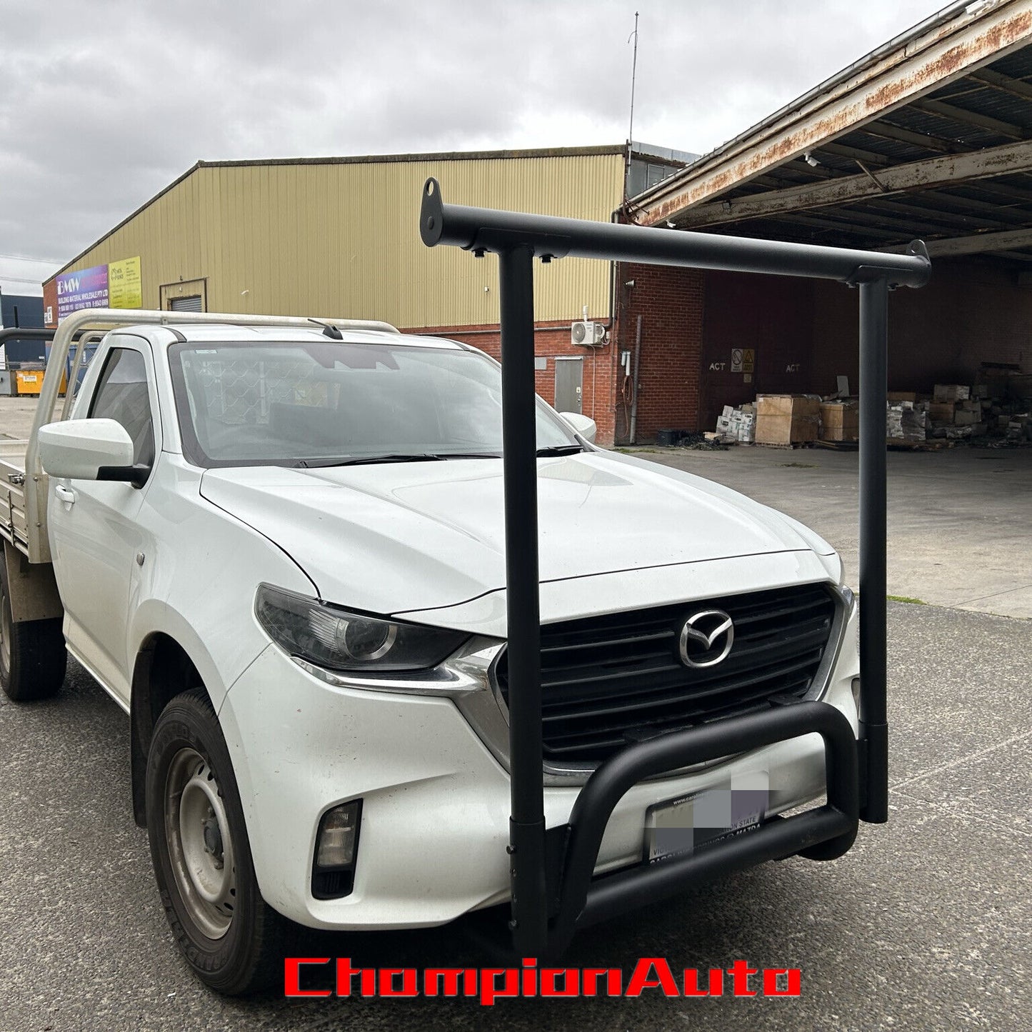 BLACK Nudge Bar + Front Ladder Rack H Rack H-Frame for Mazda BT50 09/2020-2024